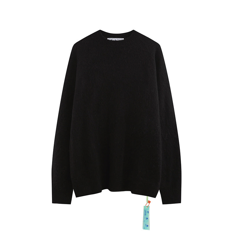 PULL OFF-WHITE MAILLE INTARSIA NOIR | L'Art de la Texture