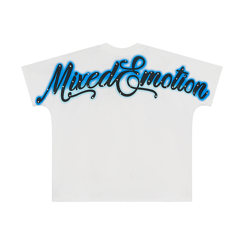 T-SHIRT MIXED EMOTIONS "ANGEL STATUE" - CROP TEE BLEU BLANC | La Pureté Fragile