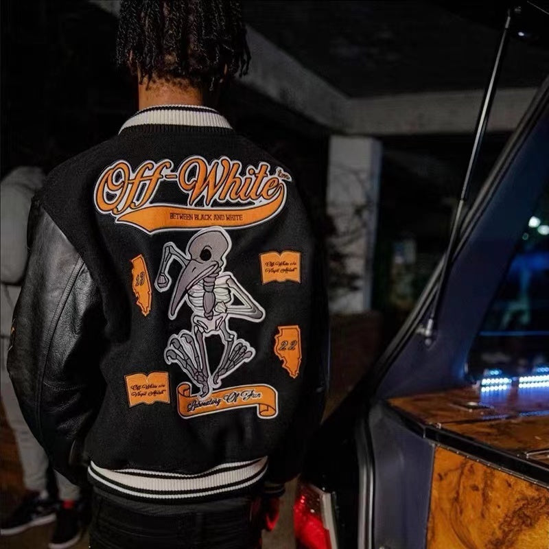 VESTE TEDDY MILAN OFF-WHITE x A.C. LOGO APPLIQUÉ NOIR | L'Alliance du Luxe et de la Rue