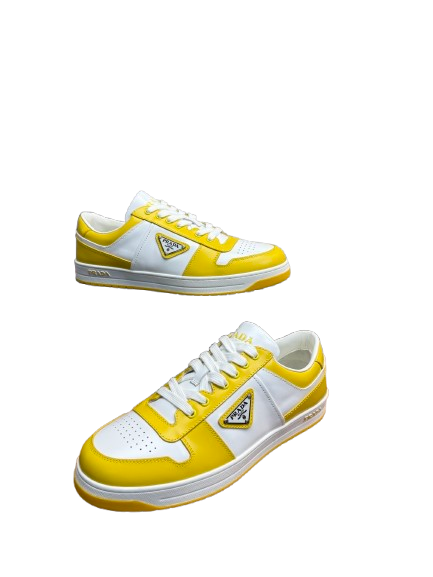 PRADA DOWNTOWN BASKETS BASSES EN CUIR JAUNE - AUDACE NÉON & LUXE URBAN