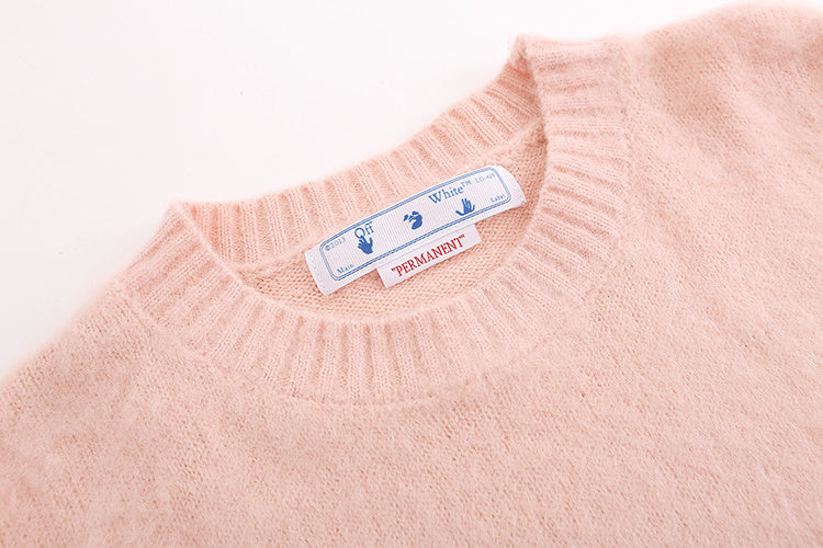 PULL OFF-WHITE MAILLE INTARSIA ROSE | La Douceur Audacieuse