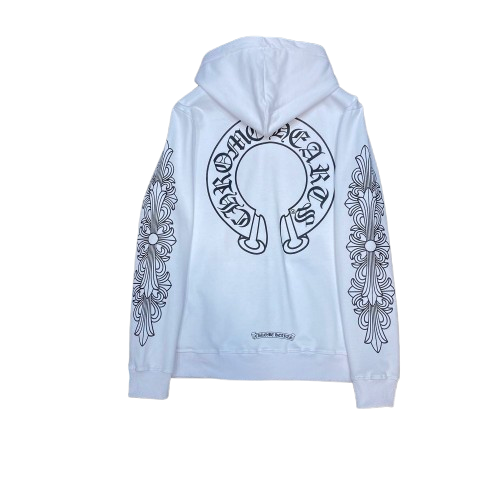 SWEAT CHROME HEARTS "HORSESHOE FLORAL CROSS-SLEEVE" NOIR/BLANC | La Symbiose Gothique