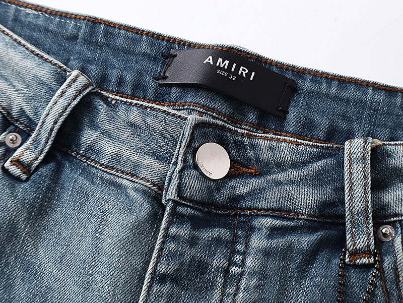 JEAN SKINNY AMIRI LOGO DÉCALÉ BLEU | L'Art de l'Asymétrie