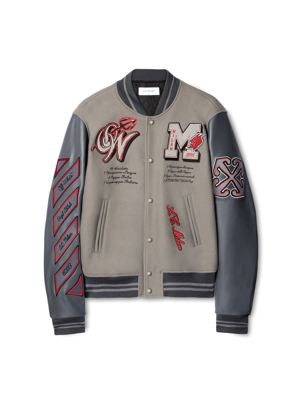 VESTE TEDDY MILAN OFF-WHITE x A.C. LOGO APPLIQUÉ NOIR | L'Alliance du Luxe et de la Rue
