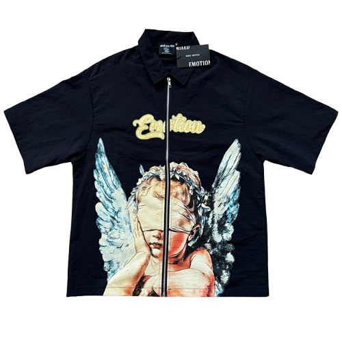 CHEMISIER ZIPPÉ MIXED EMOTION "BLINDED" NOIR | Le Regard Intérieur