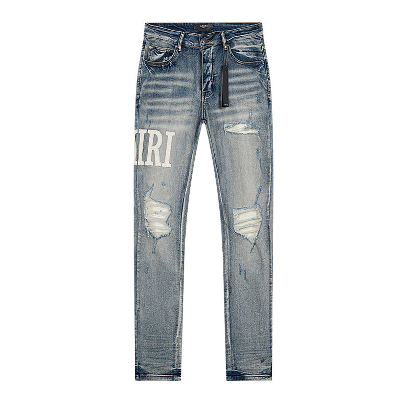 JEAN SKINNY AMIRI LOGO DÉCALÉ | L'Icone en Bleu