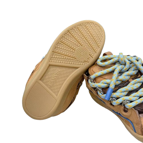 Lanvin Curb Sneakers – Édition Premium Marron & Bleu Clair