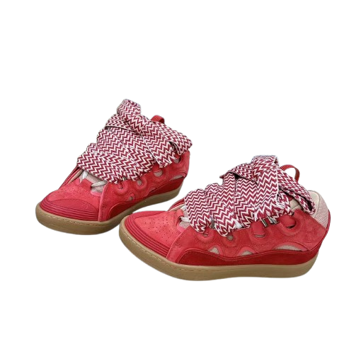 Lanvin Curb Sneakers – Édition Premium Rouge Bordeaux & Marron