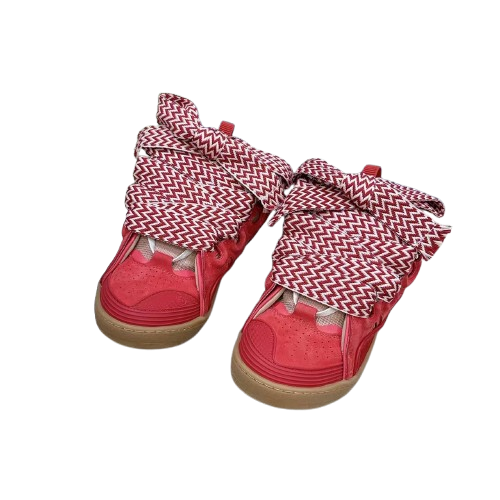 Lanvin Curb Sneakers – Édition Premium Rouge Bordeaux & Marron