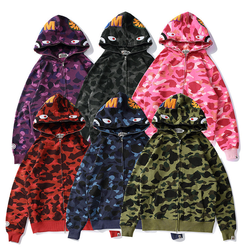 CAMO SHARK FULL ZIP HOODIE - BAPE®