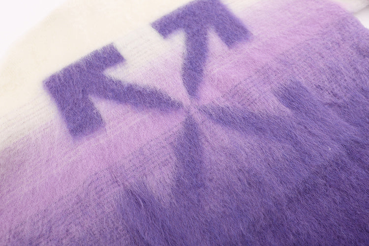 PULL OFF-WHITE DIAG ARROW BRUSHED KNIT 'PURPLE' | L'Énergie Vibrante