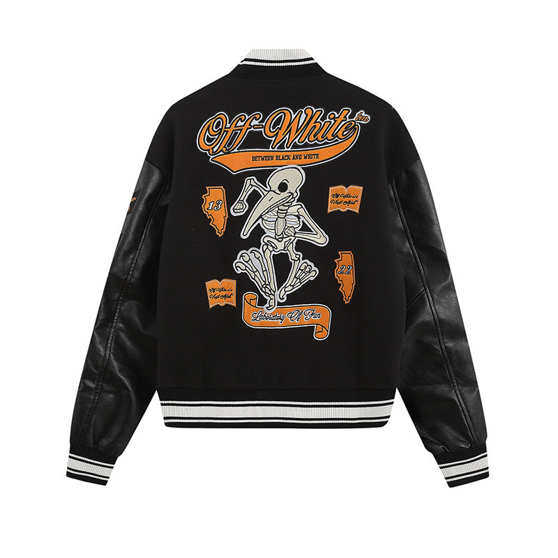 VESTE TEDDY MILAN OFF-WHITE x A.C. LOGO APPLIQUÉ NOIR | L'Alliance du Luxe et de la Rue