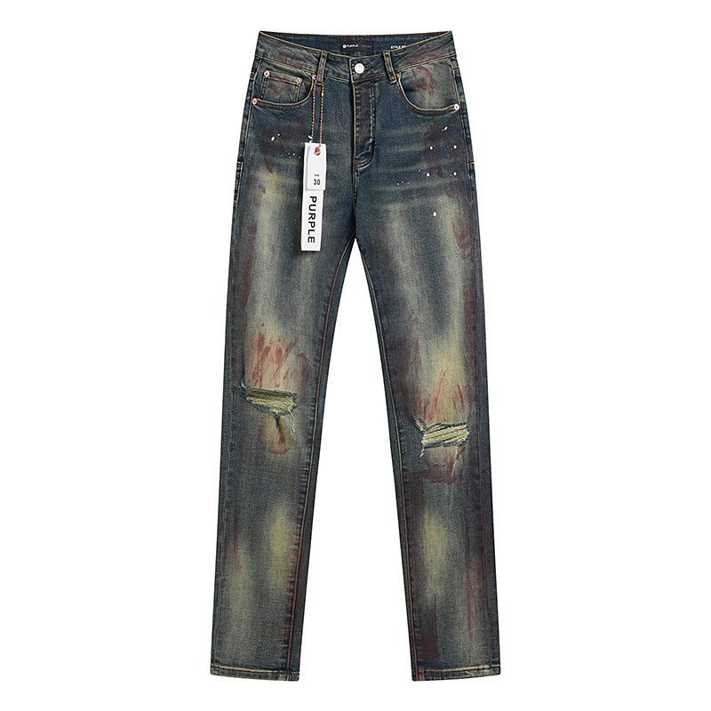 JEAN PURPLE BRAND SLIM EFFET VIEILLI PEINT À LA MAIN | L'Artisanat Rebelle
