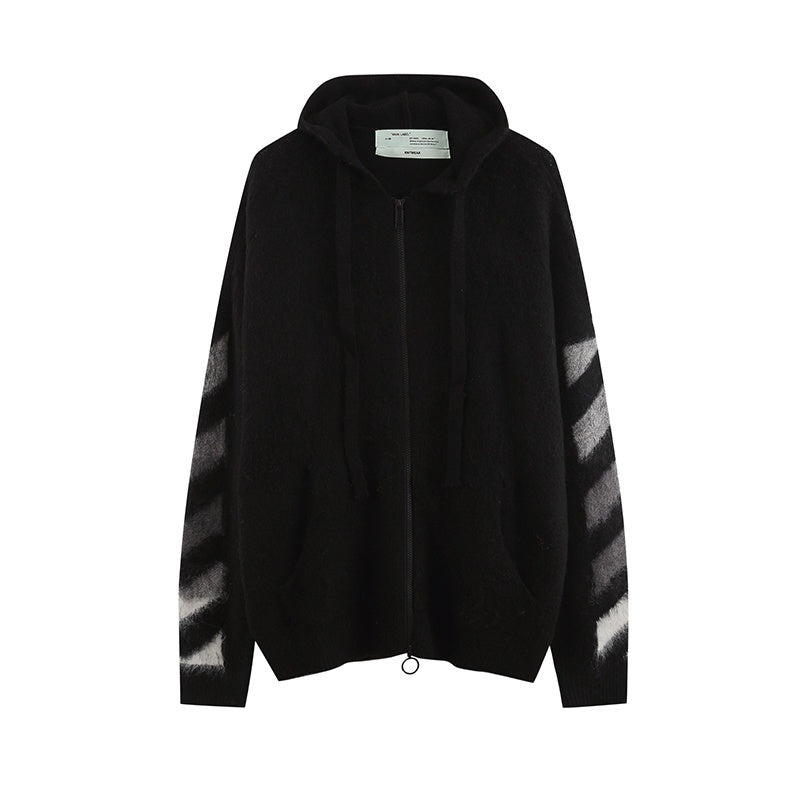 SWEAT À FERMETURE ÉCLAIR OFF-WHITE CAPUCHE | L'Icone Urbaine