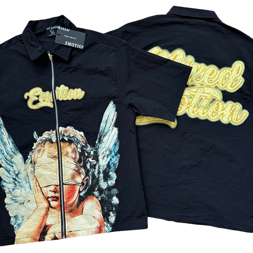 CHEMISIER ZIPPÉ MIXED EMOTION "BLINDED" NOIR | Le Regard Intérieur