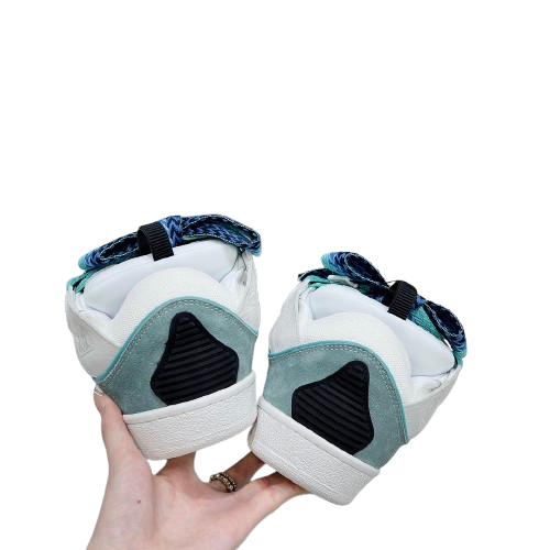 Lanvin Curb Sneakers – Édition Premium Blanc & Bleu Aqua