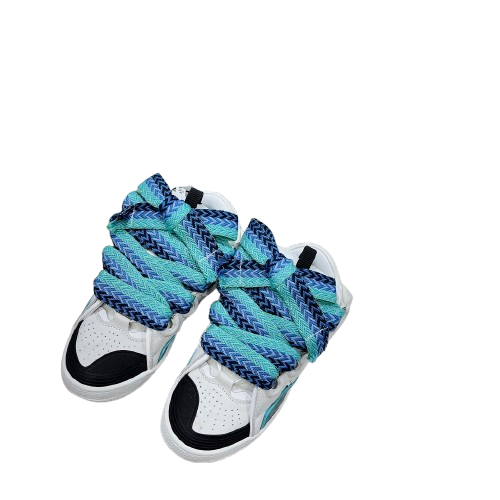 Lanvin Curb Sneakers – Édition Premium Blanc & Bleu Aqua