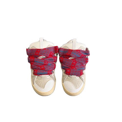Lanvin Curb Sneakers – Édition Premium Beige & Rouge